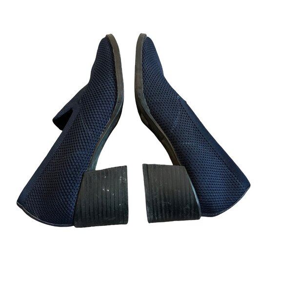 Eileen Fisher Dern Stretch Knit Pumps Heels Loafers Navy Blue Perforated Size 7 - Picture 3 of 10